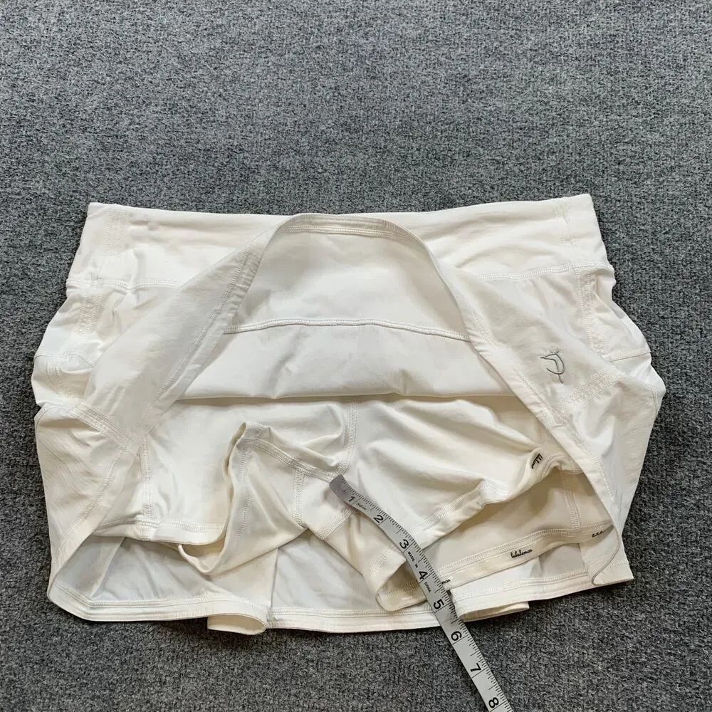 Lululemon Skort Womens 10 White Pace Rival Drop In Pockets Training Inner Lined